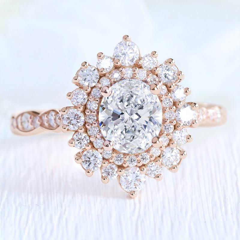 1.96CT Oval & Round Cut VVS Moissanite S925 Silver Engagement Ring 1.96CT Oval & Round Cut VVS Moissanite S925 Silver Engagement Ring