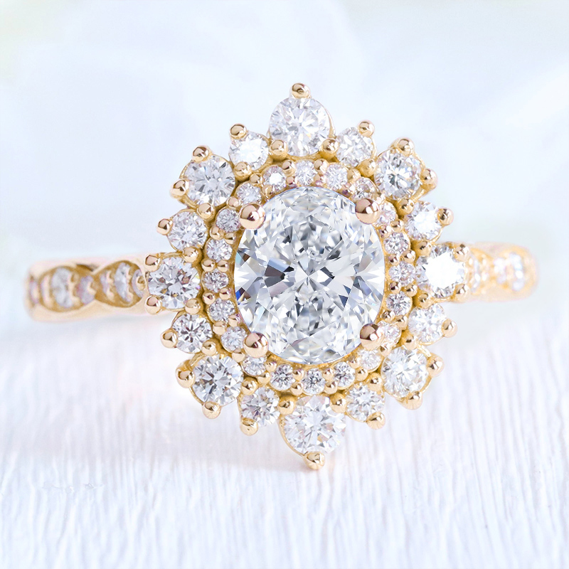 1.96CT Oval & Round Cut VVS Moissanite S925 Silver Engagement Ring 1.96CT Oval & Round Cut VVS Moissanite S925 Silver Engagement Ring