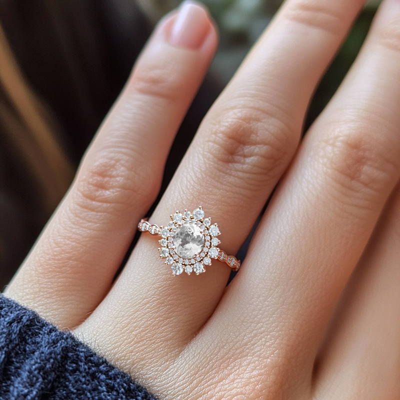 1.96CT Oval & Round Cut VVS Moissanite S925 Silver Engagement Ring 1.96CT Oval & Round Cut VVS Moissanite S925 Silver Engagement Ring