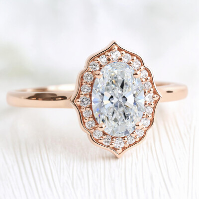 3.33CT Oval & Round Cut VVS Moissante S925 Silver Engagement Ring