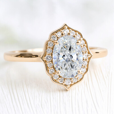 3.33CT Oval & Round Cut VVS Moissante S925 Silver Engagement Ring