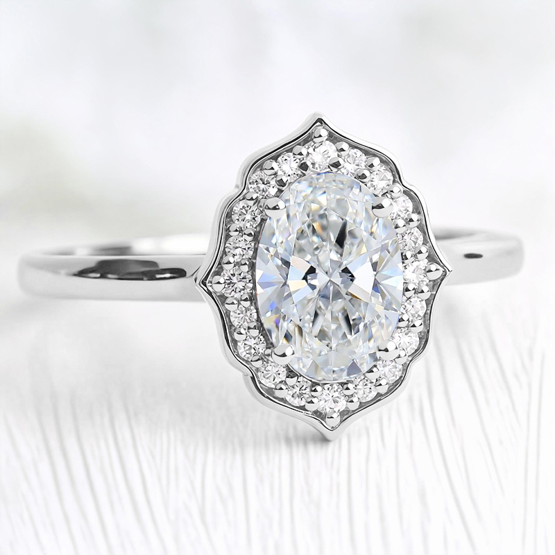 3.33CT Oval & Round Cut VVS Moissante S925 Silver Engagement Ring