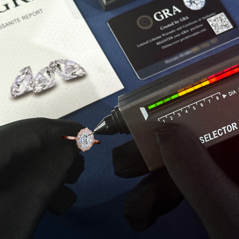 3.33CT Oval & Round Cut VVS Moissante S925 Silver Engagement Ring