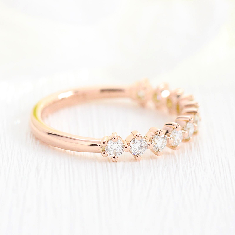 4 Prong Half Eternity Wedding  Band Ring in Rose Gold