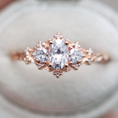 0.69CT Oval & Triangle Cut VVS Moissante S925 Silver Engagement Ring