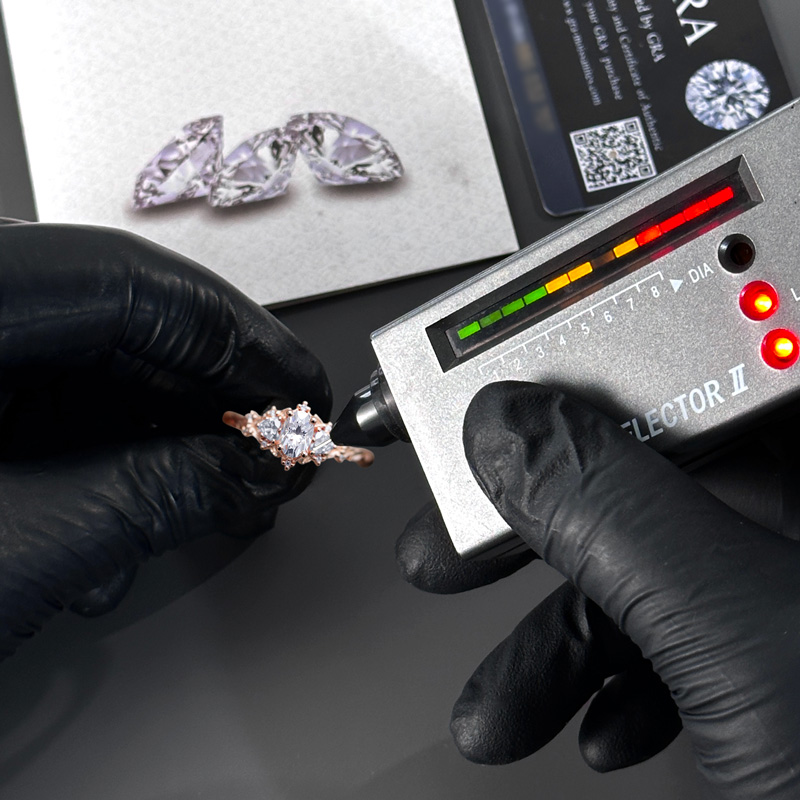 0.69CT Oval & Triangle Cut VVS Moissanite S925 Silver Engagement Ring