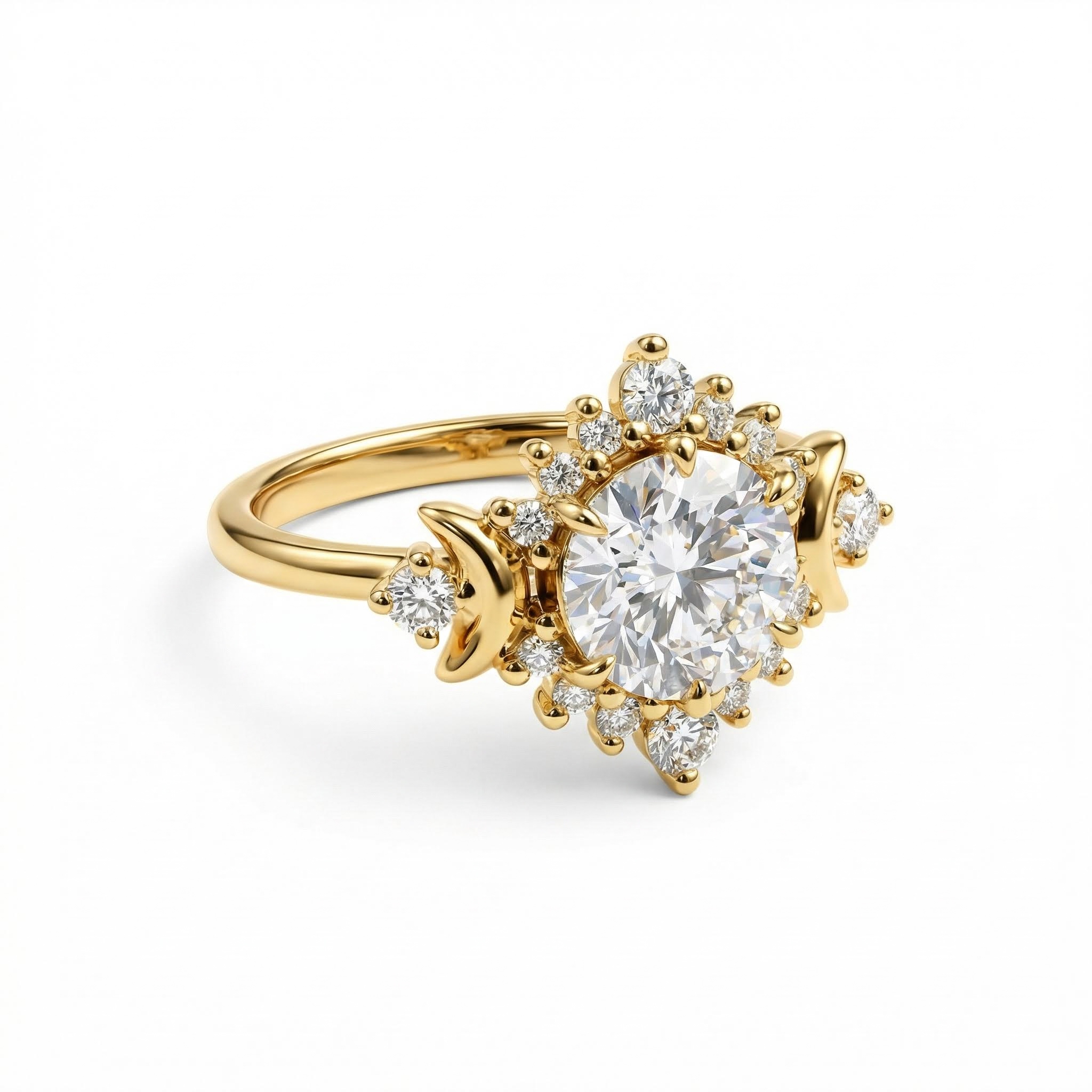 1.17CT Moon Goddess Hola Round Cut VVS Moissanite S925 Silver Engagement Ring 1.17CT Moon Goddess Hola Round Cut VVS Moissanite S925 Silver Engagement Ring