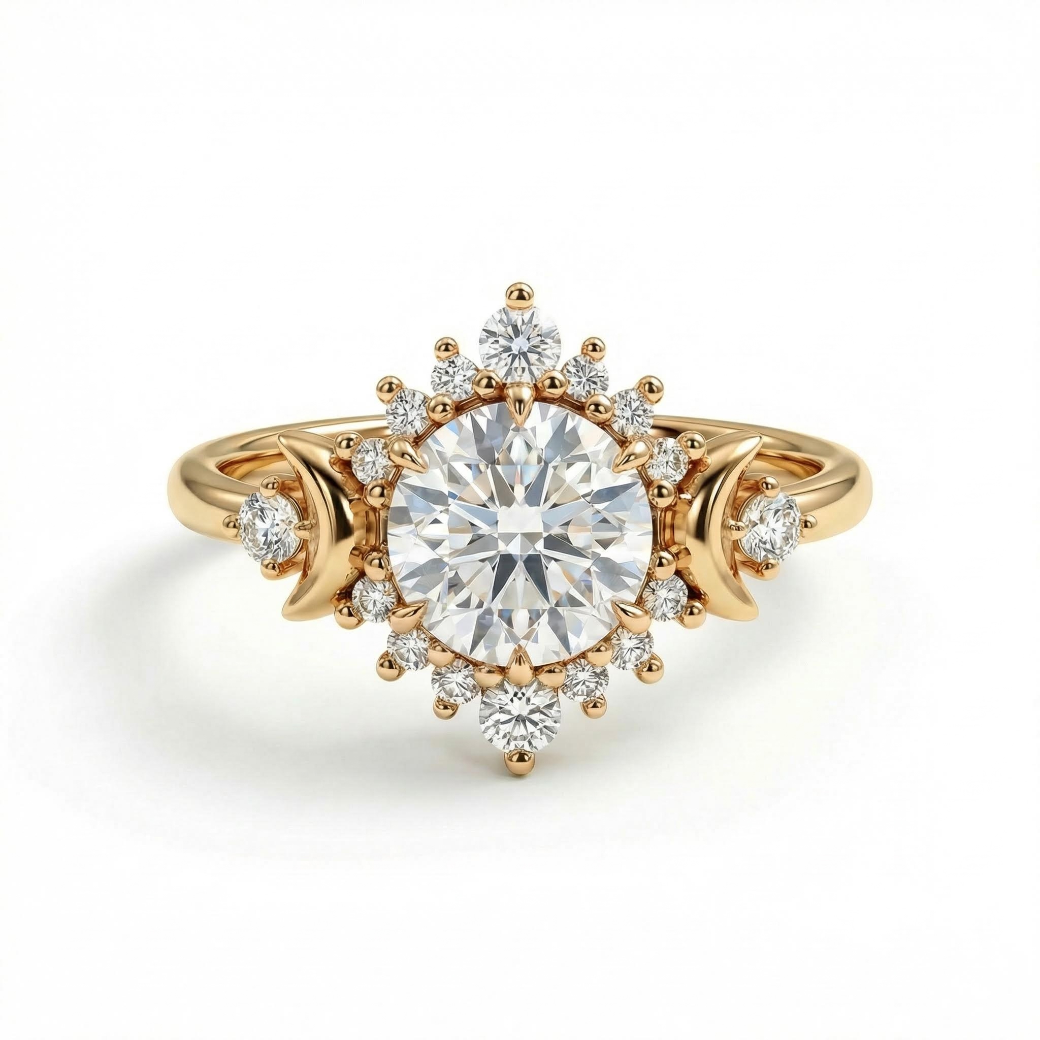 1.17CT Moon Goddess Hola Round Cut VVS Moissanite S925 Silver Engagement Ring 1.17CT Moon Goddess Hola Round Cut VVS Moissanite S925 Silver Engagement Ring