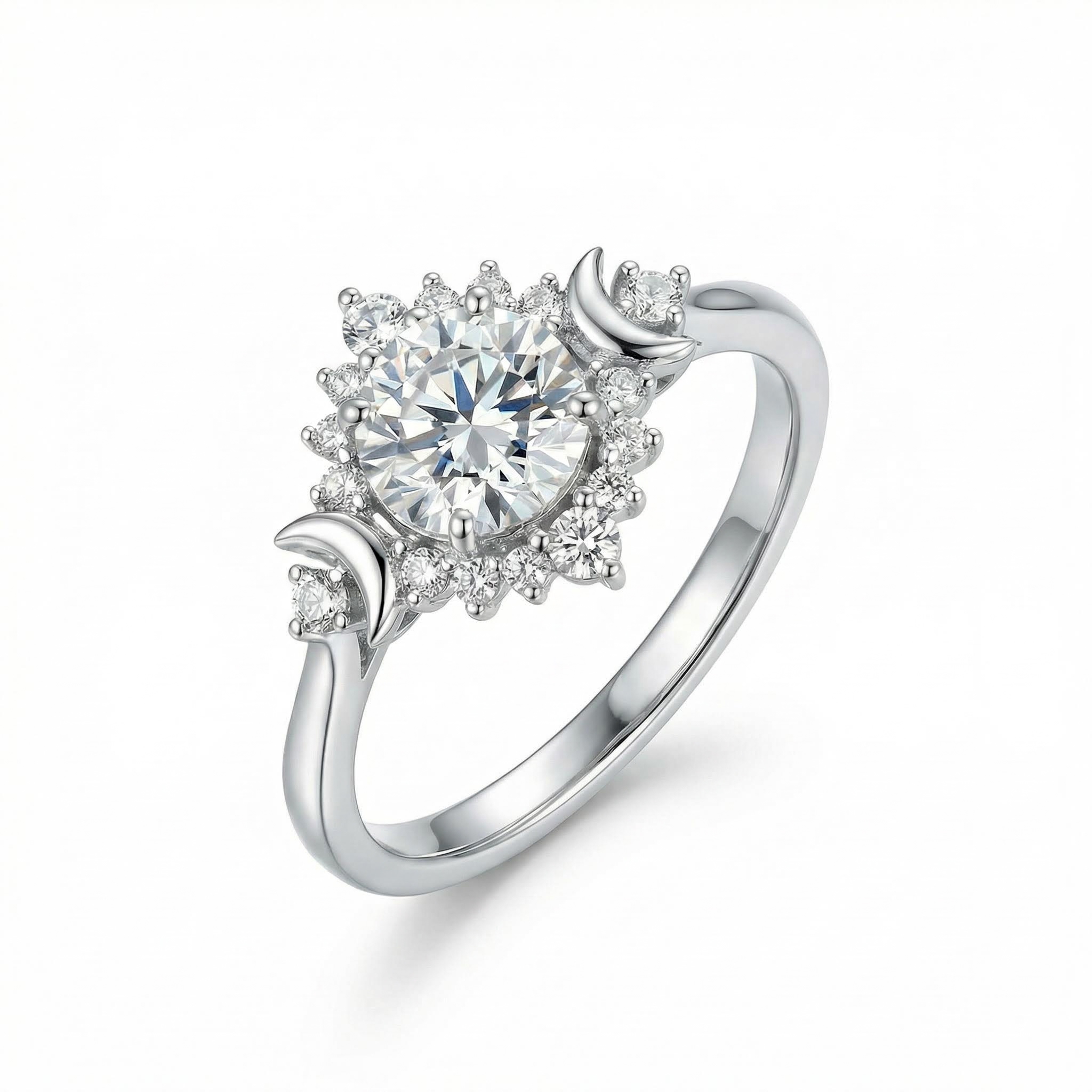 1.17CT Moon Goddess Hola Round Cut VVS Moissanite S925 Silver Engagement Ring 1.17CT Moon Goddess Hola Round Cut VVS Moissanite S925 Silver Engagement Ring