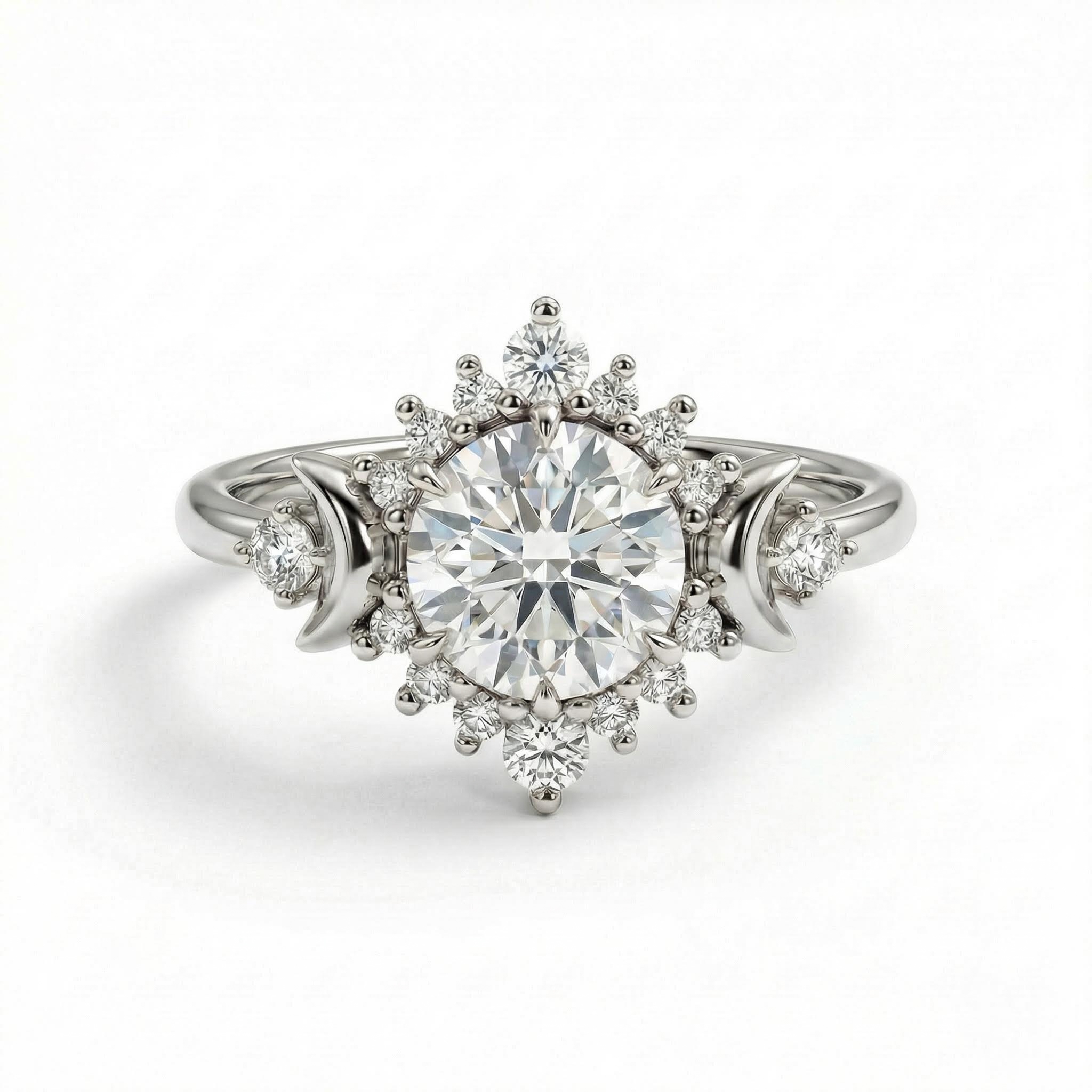 1.17CT Moon Goddess Hola Round Cut VVS Moissanite S925 Silver Engagement Ring 1.17CT Moon Goddess Hola Round Cut VVS Moissanite S925 Silver Engagement Ring