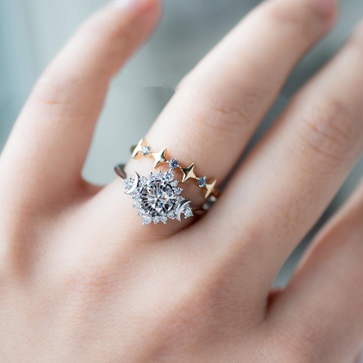 1.17CT Moon Goddess Hola Round Cut VVS Moissanite S925 Silver Engagement Ring 1.17CT Moon Goddess Hola Round Cut VVS Moissanite S925 Silver Engagement Ring