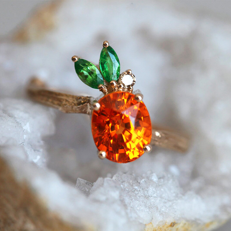 Lovely Pineapple Orange Garnet Ring