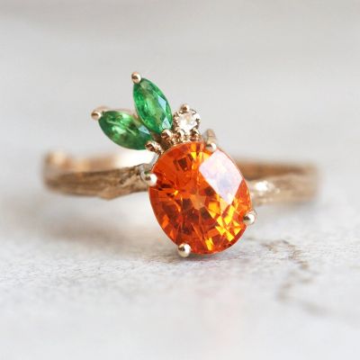 Lovely Pineapple Orange Garnet Ring