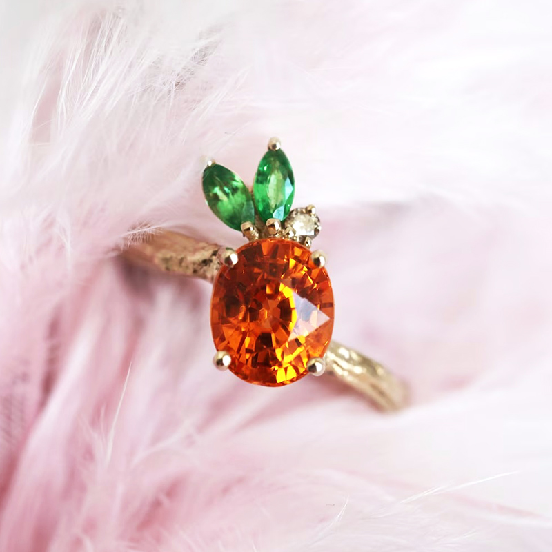 Lovely Pineapple Orange Garnet Ring