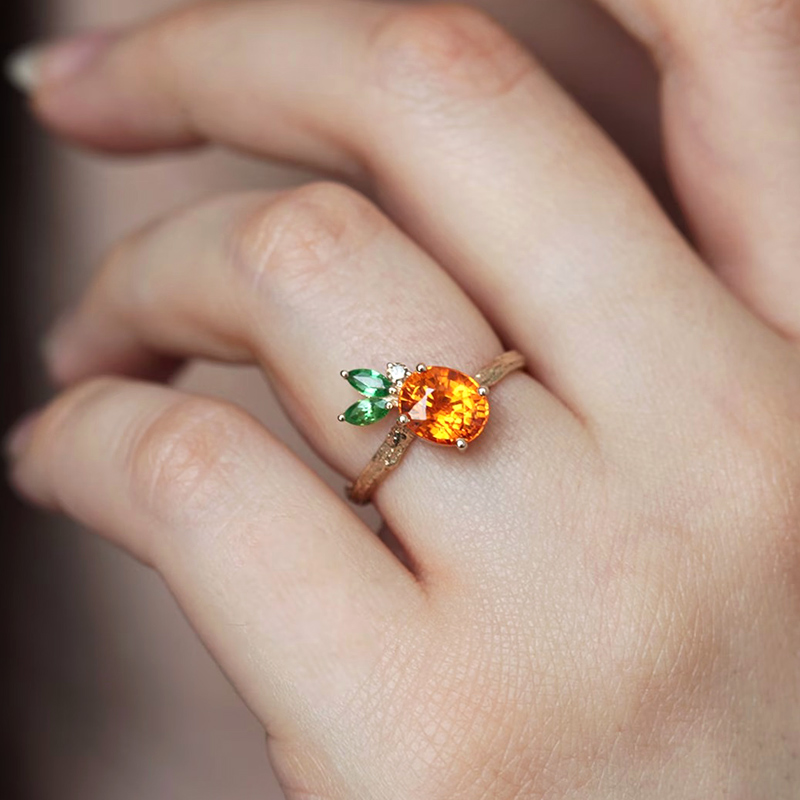 Lovely Pineapple Orange Garnet Ring