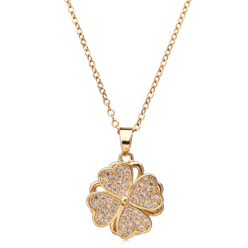 Micro Pave Four-leaf Clover Necklace