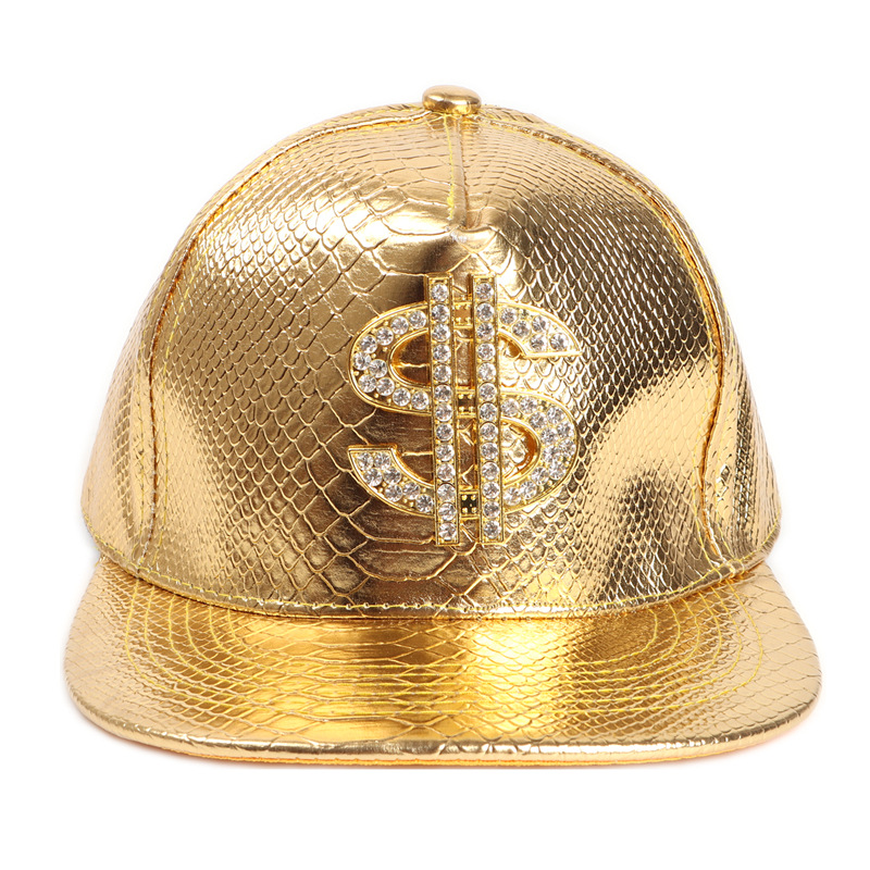 Doller Style Rhinestone PU Leather Snapback Hat