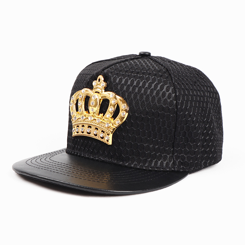 Rhinestone Mental Crown Mesh Snapback Hat