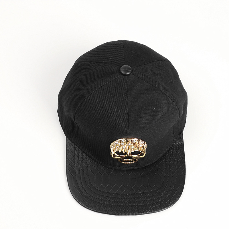 Gold Skull Snapback Hat