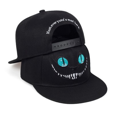 Cat Face Embroidery Adjustable Snapback Cap