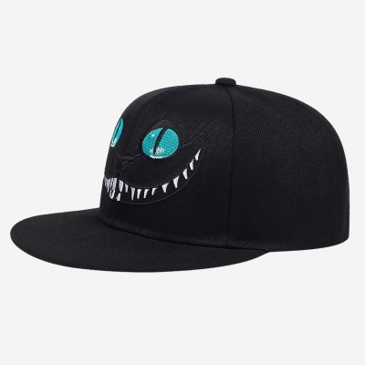 Cat Face Embroidery Adjustable Snapback Cap