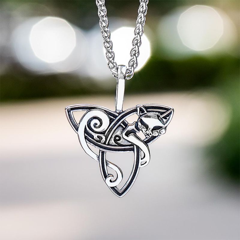 Celtic Fox Stainless Steel Pendant