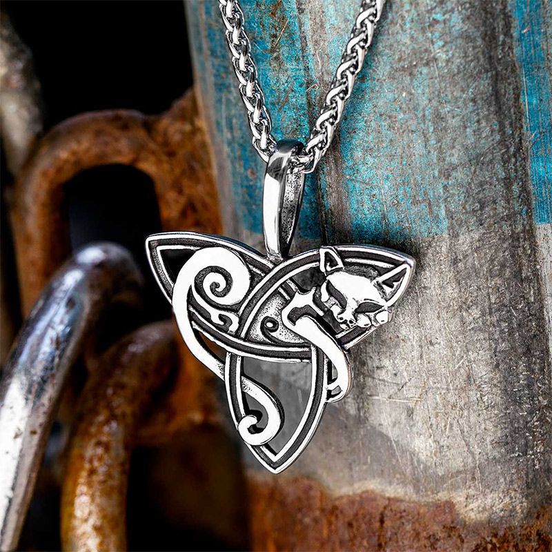 Celtic Fox Stainless Steel Pendant