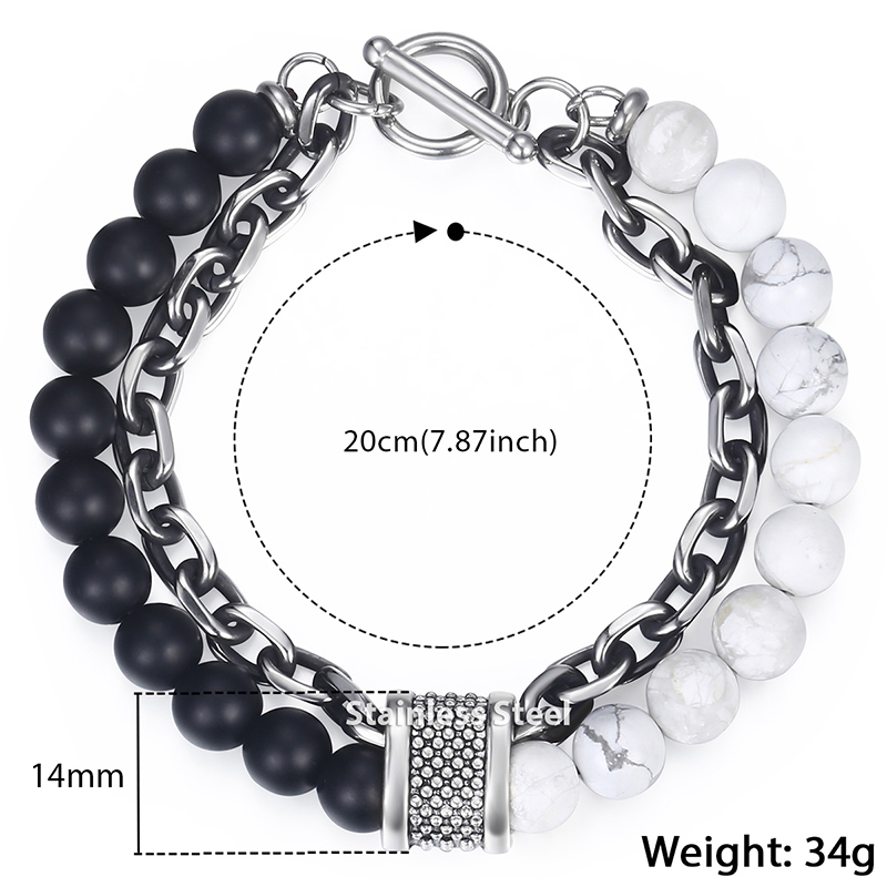 Men's Beaded Bracelet Stainless Steel Bracelet