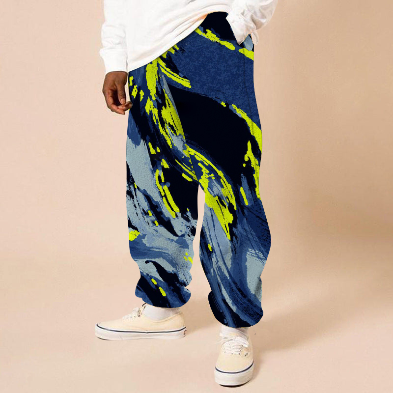 Flannel Abstract Pattern Casual Trousers