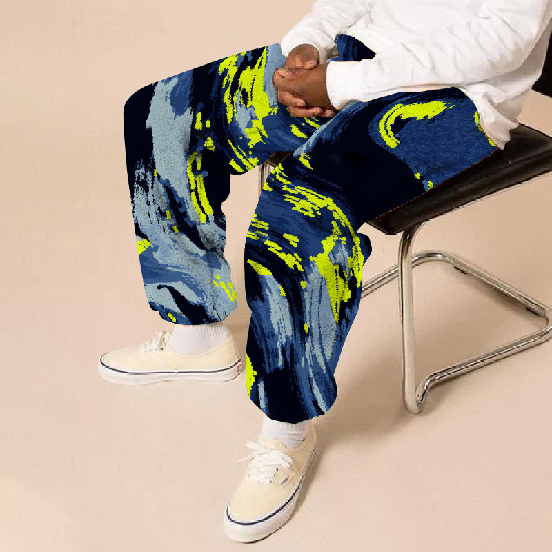 Flannel Abstract Pattern Casual Trousers