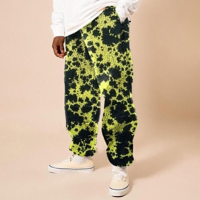 Unisex Irregular Printed Flannel Casual Pants