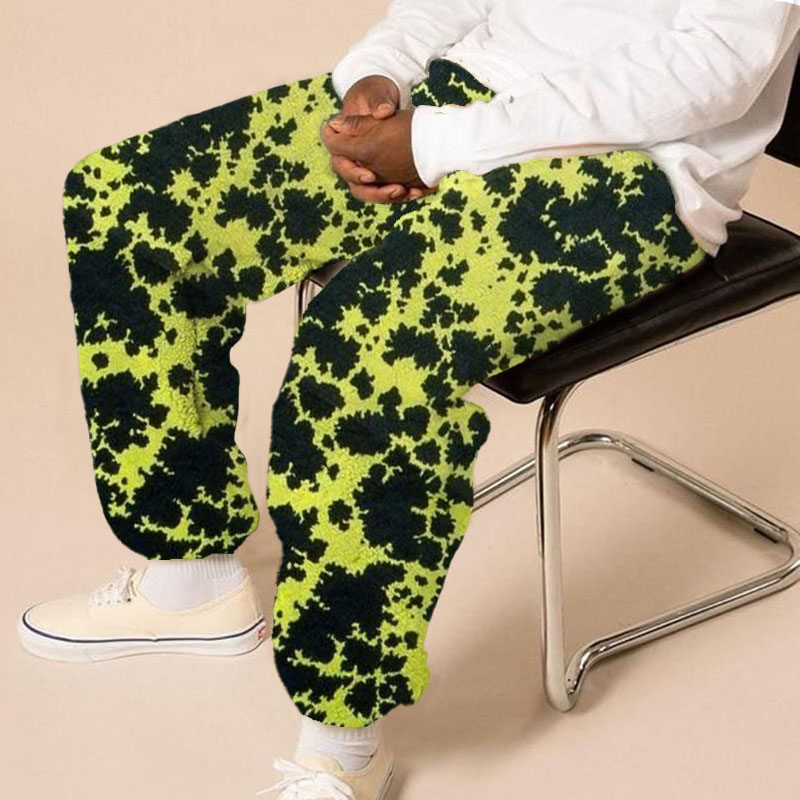 Unisex Irregular Printed Flannel Casual Pants