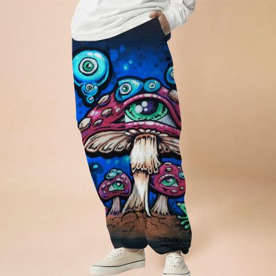 Flannel Magic Poisonous Mushroom Casual Trousers