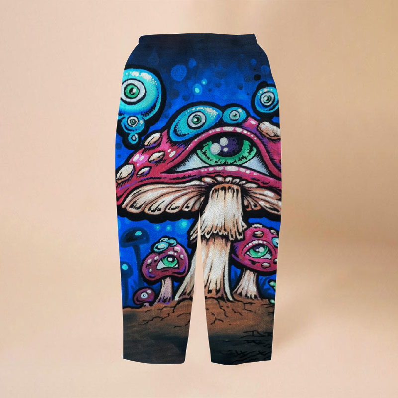 Flannel Magic Poisonous Mushroom Casual Trousers