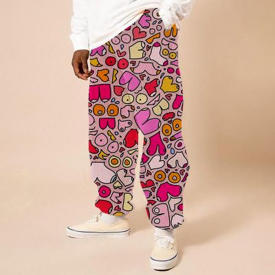 Chest Printed Flannel Track Pants