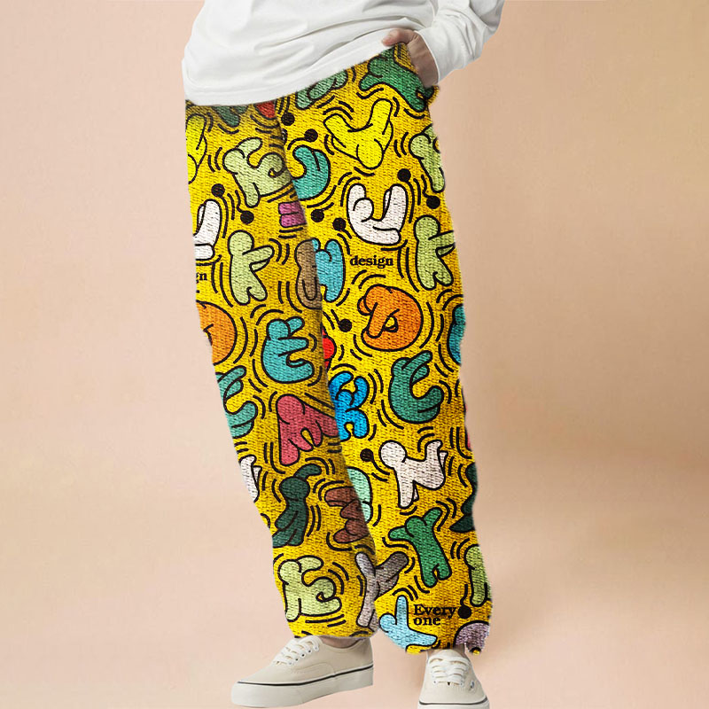 Flannel Colorful Geometric Graffiti Casual Pants