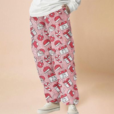 Christmas Print Flannel Casual Pants