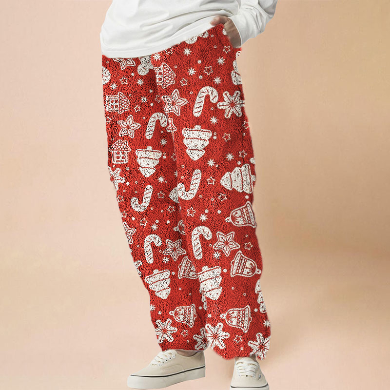 Christmas Print Flannel Casual Pants