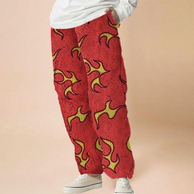 Flame Print Flannel Casual Pants