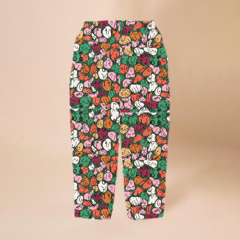 Flannel Fun Chest Christmas Color Printed Casual Pants