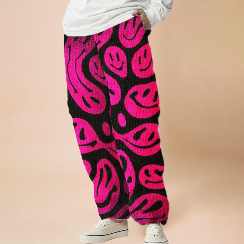 Flannel Rose Smiling Casual Pants