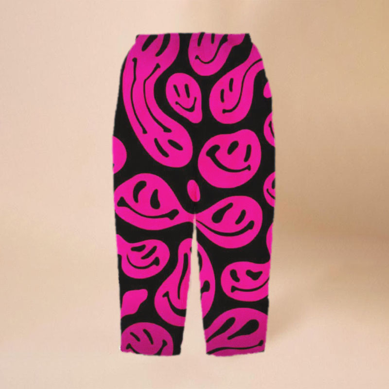 Flannel Rose Smiling Casual Pants