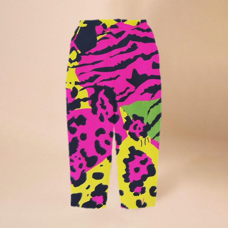 Zebra Print Color Block Flannel Casual Pants