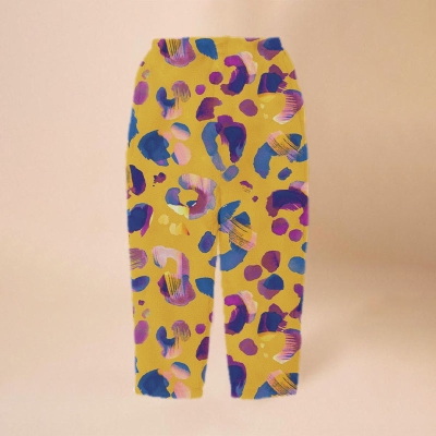 Leopard Print Flannel Casual Pants