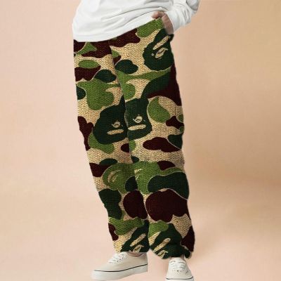 Hip Hop Monkey Print Flannel Slacks