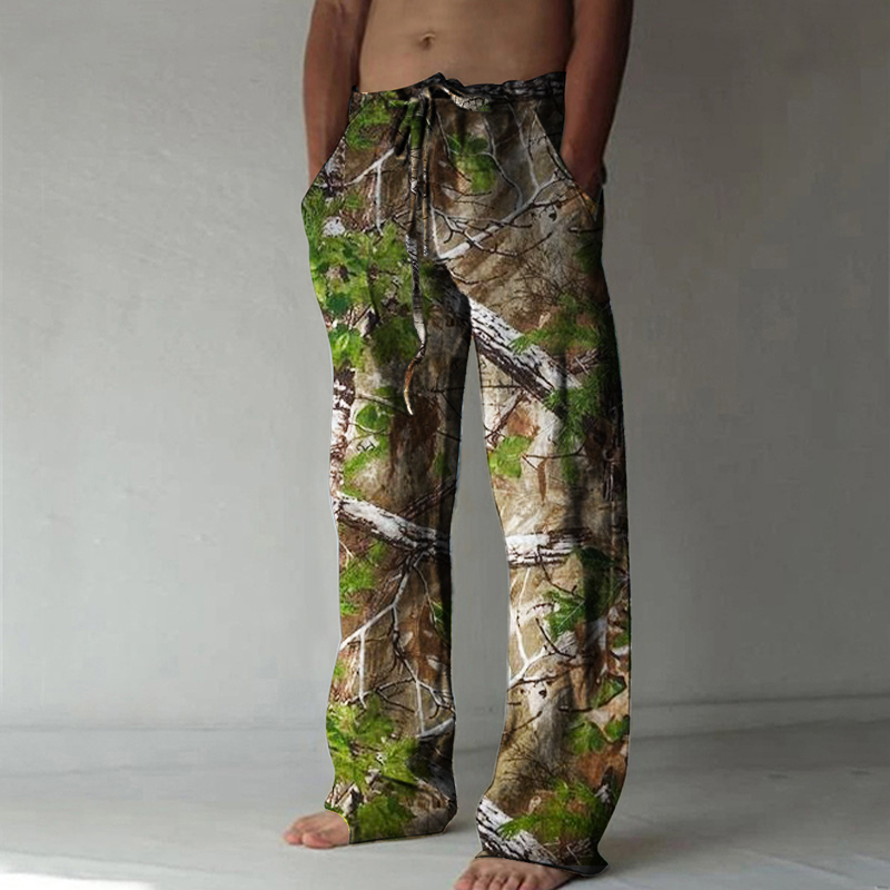 Beach Leaf Print Casual Pants