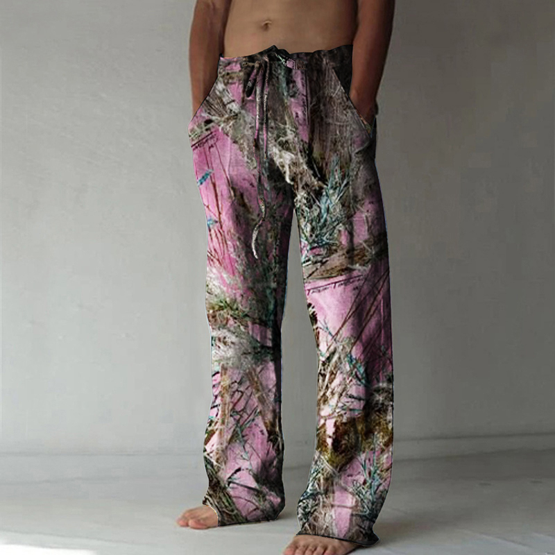 Beach Colorful Leaf Print Casual Pants