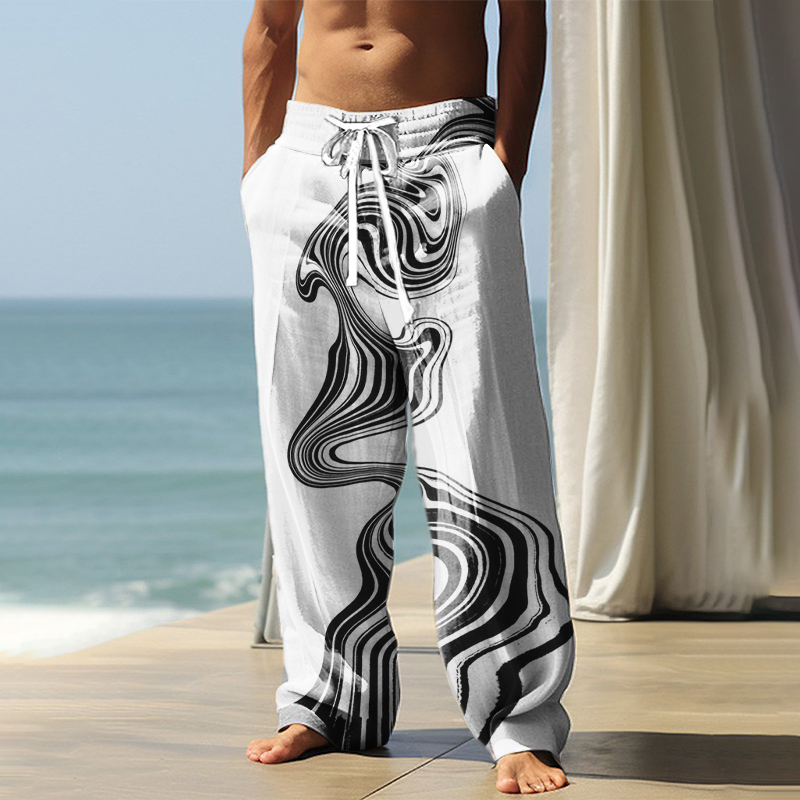 Bamboo Linen Art Graffiti Casual Pants