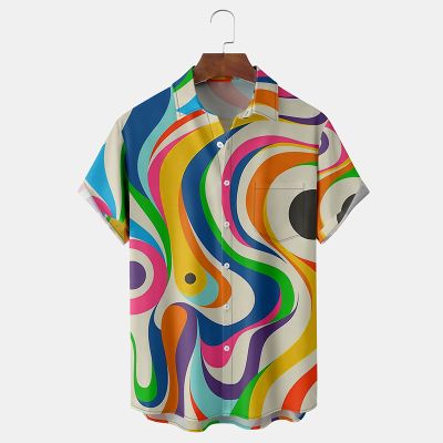 Trendy Abstract Print Short Sleeve Shirt