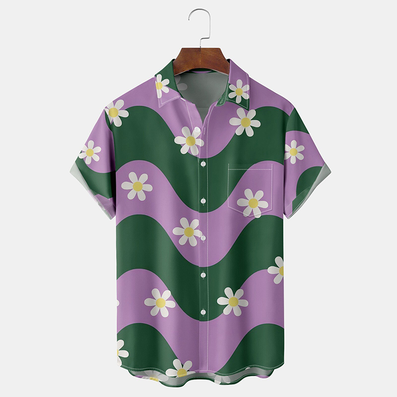 Trendy Abstract Print Short Sleeve Shirt